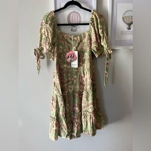 Aqua Bendita x Target - Puff Sleeve Mini Dress Olive Medium NWT